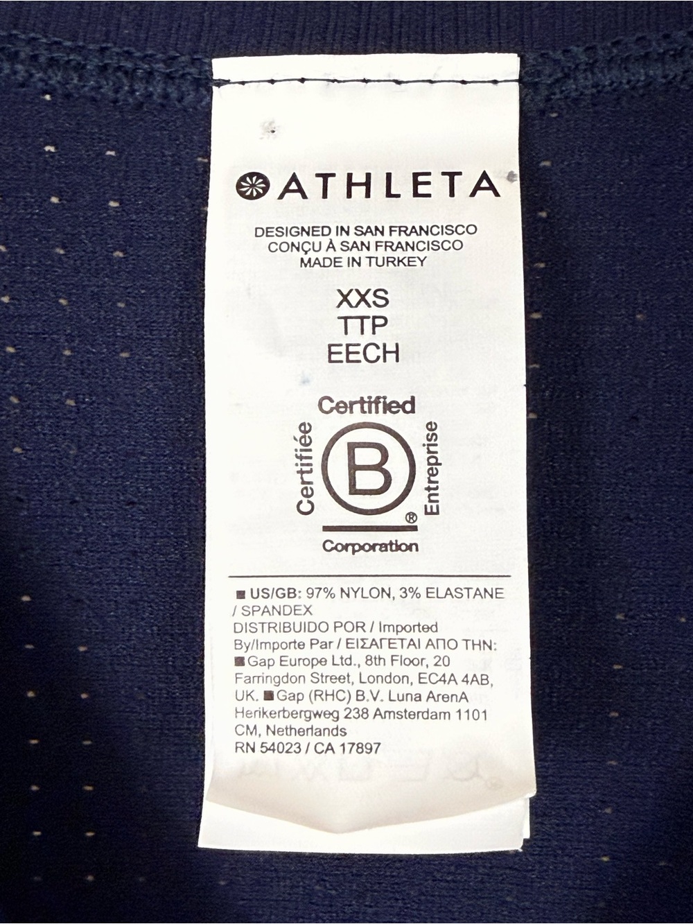 NWT Athleta In Motion Seamless Tee Size XXS Navy Blue - Picture 3 of 6